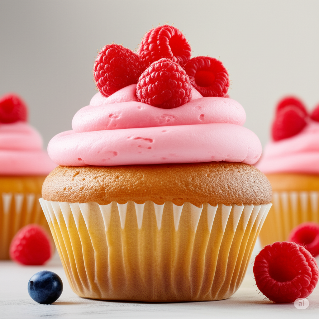 cupcake de sabor frambuesa